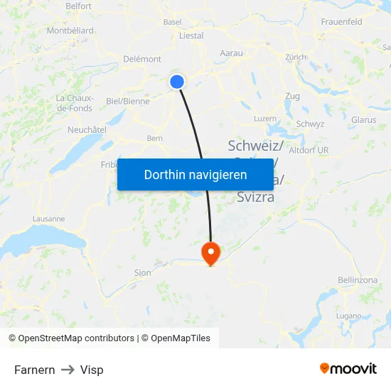 Farnern to Visp map