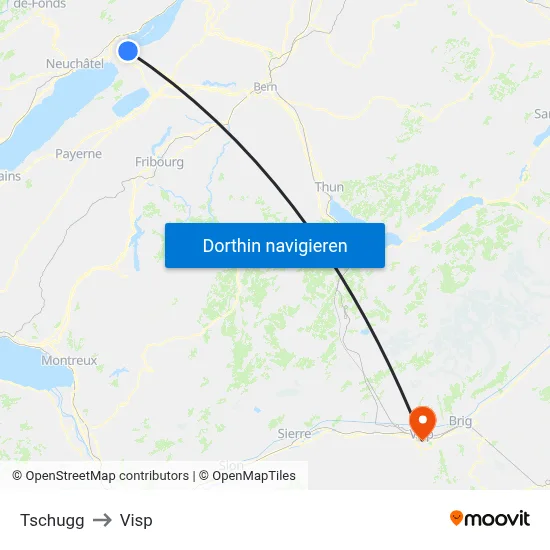 Tschugg to Visp map