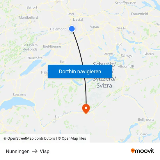 Nunningen to Visp map