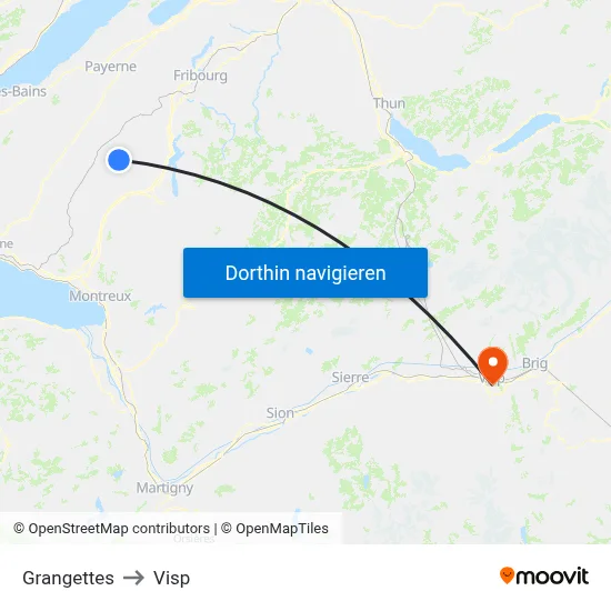 Grangettes to Visp map