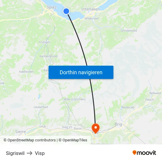 Sigriswil to Visp map