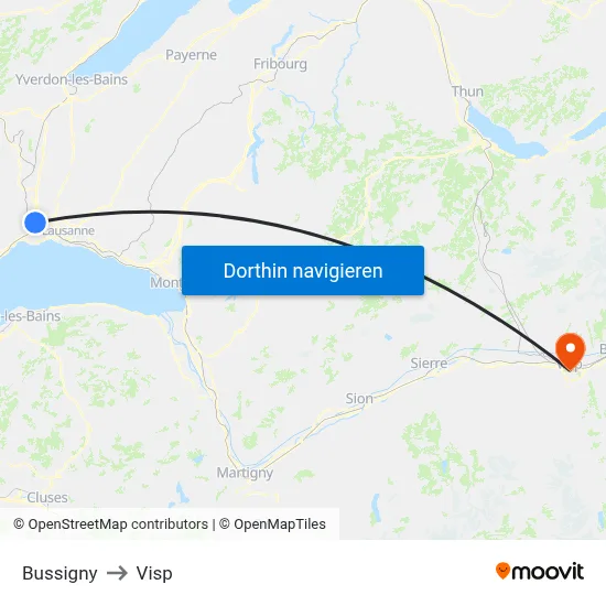 Bussigny to Visp map