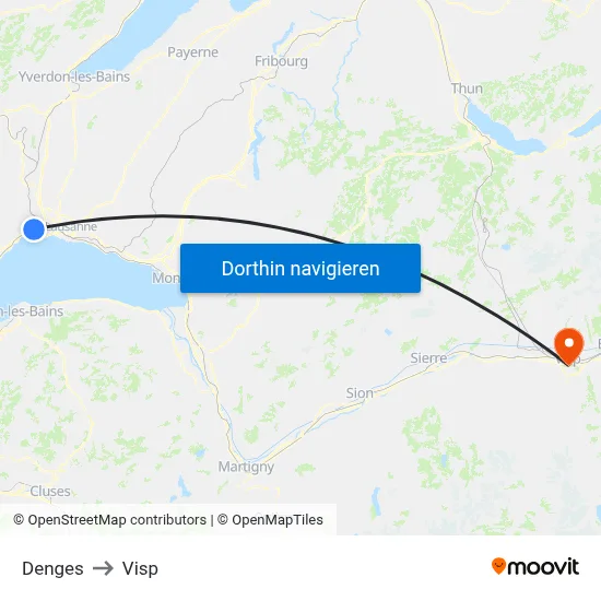 Denges to Visp map