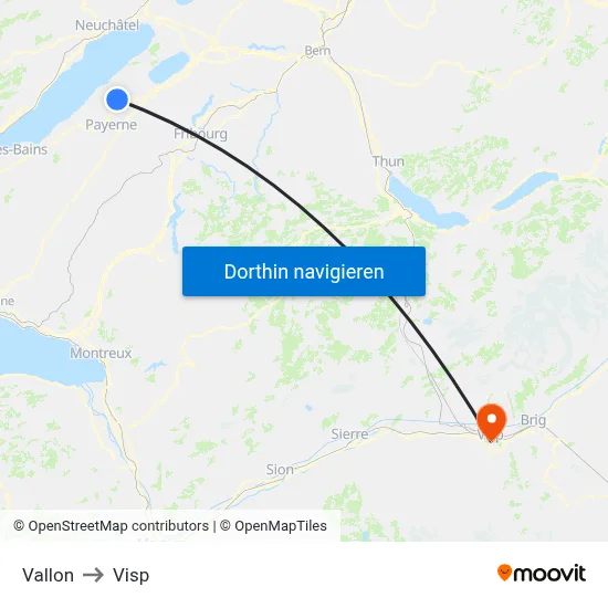 Vallon to Visp map