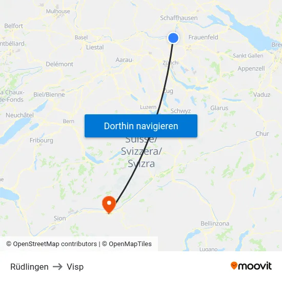 Rüdlingen to Visp map