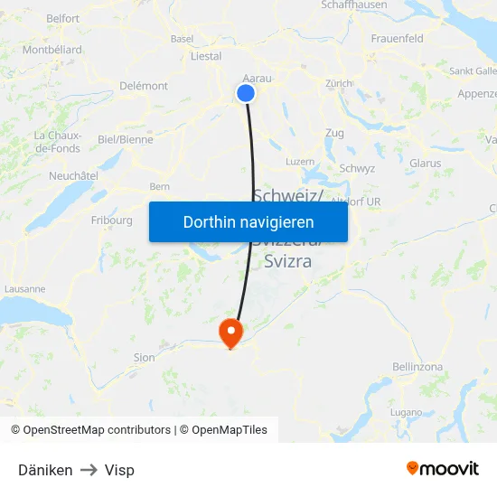Däniken to Visp map