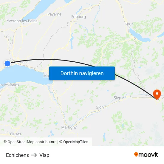 Echichens to Visp map