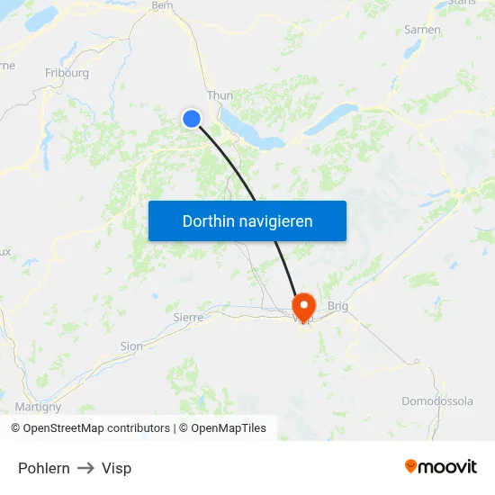 Pohlern to Visp map