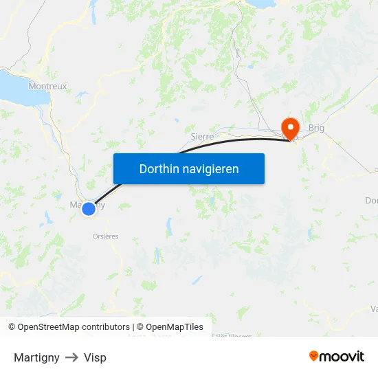Martigny to Visp map