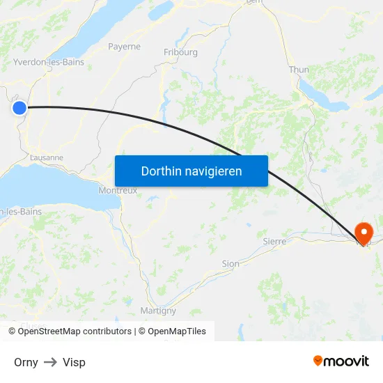 Orny to Visp map