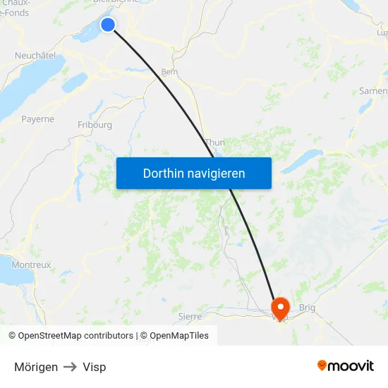 Mörigen to Visp map
