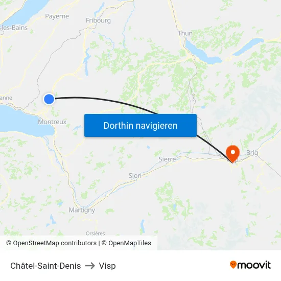 Châtel-Saint-Denis to Visp map