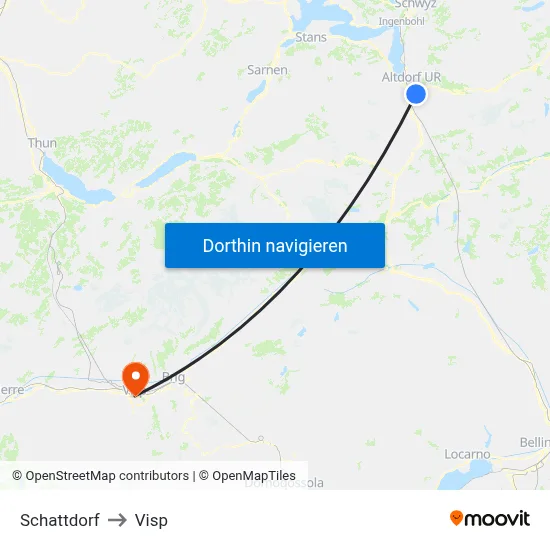 Schattdorf to Visp map