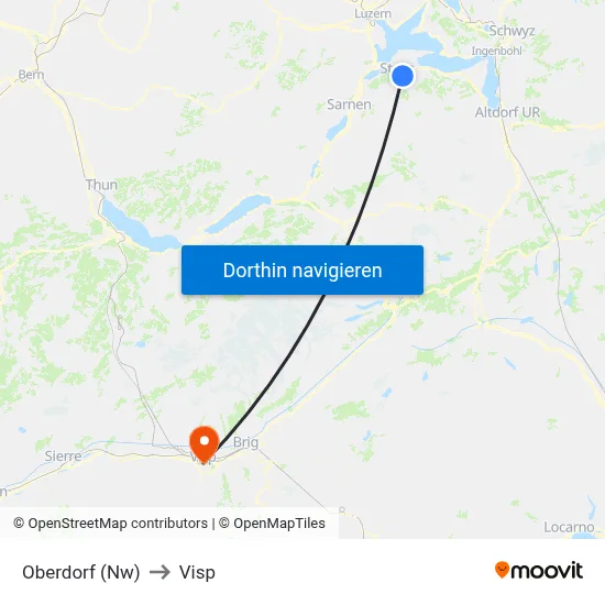 Oberdorf (Nw) to Visp map