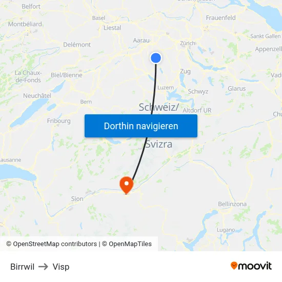 Birrwil to Visp map