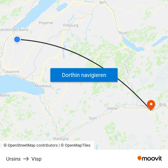 Ursins to Visp map