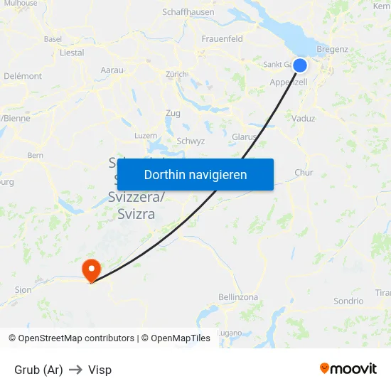 Grub (Ar) to Visp map