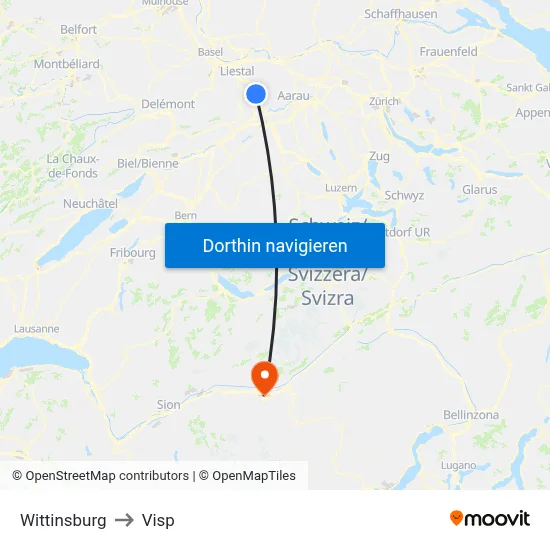 Wittinsburg to Visp map