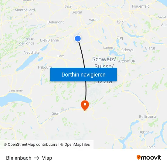 Bleienbach to Visp map