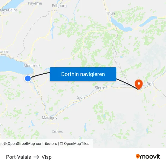 Port-Valais to Visp map