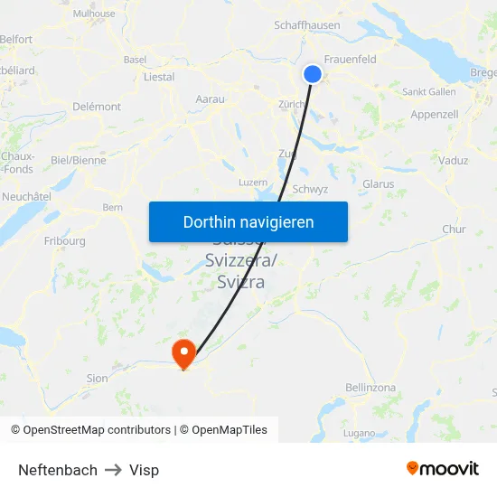 Neftenbach to Visp map