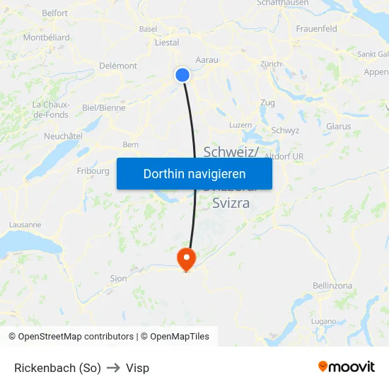 Rickenbach (So) to Visp map