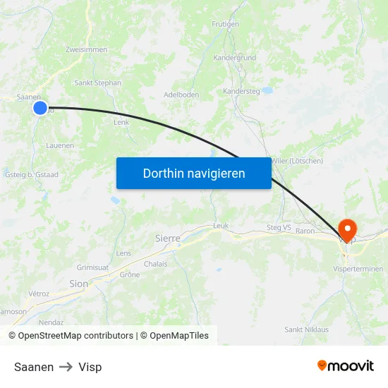 Saanen to Visp map