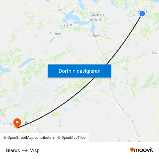 Glarus to Visp map