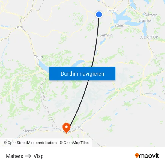 Malters to Visp map