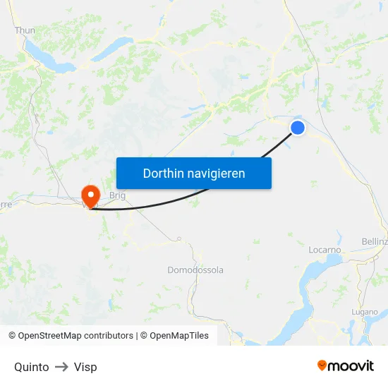Quinto to Visp map