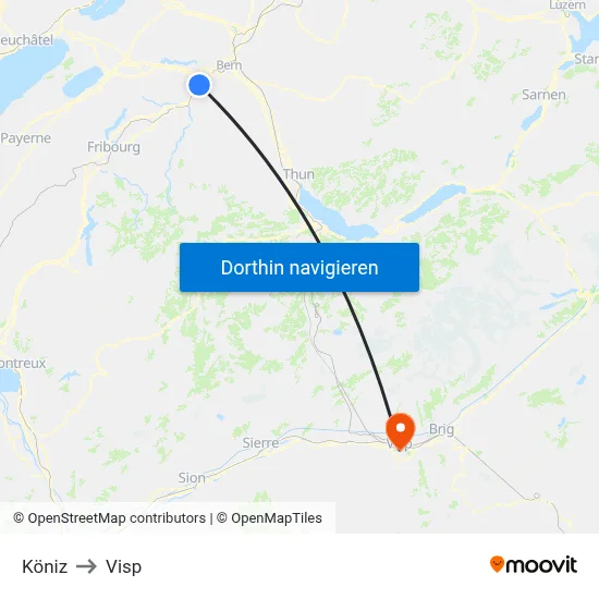 Köniz to Visp map