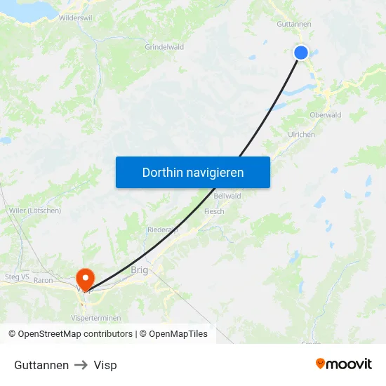 Guttannen to Visp map