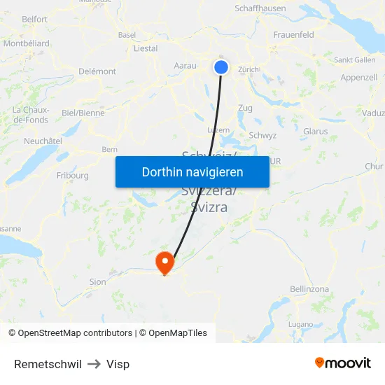 Remetschwil to Visp map