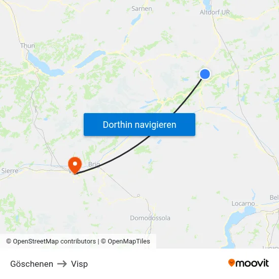 Göschenen to Visp map