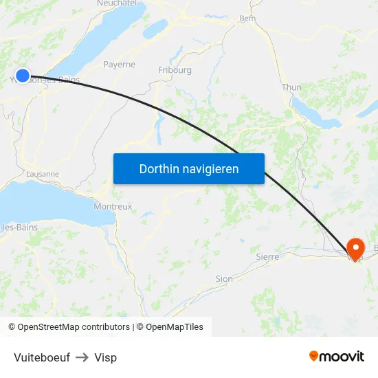 Vuiteboeuf to Visp map