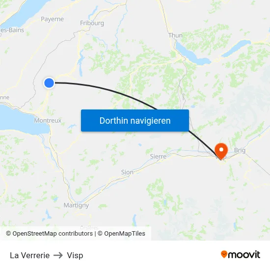 La Verrerie to Visp map