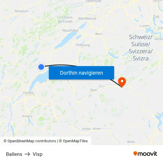 Ballens to Visp map