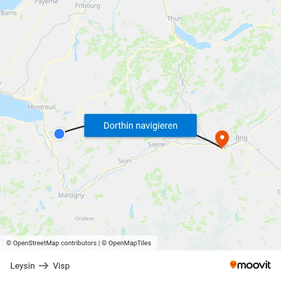 Leysin to Visp map
