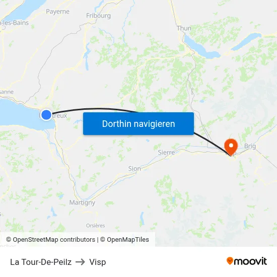 La Tour-De-Peilz to Visp map