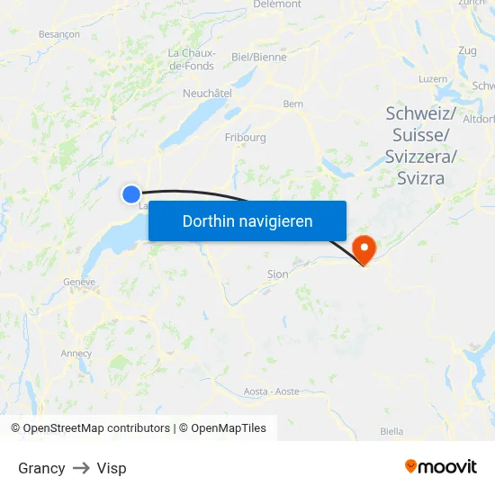 Grancy to Visp map