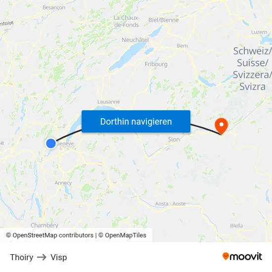 Thoiry to Visp map