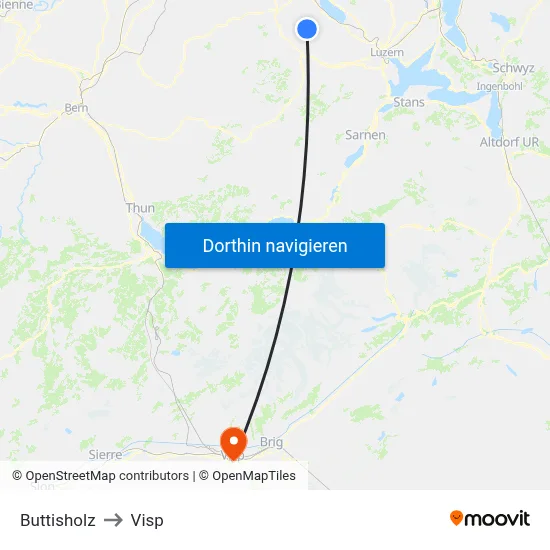 Buttisholz to Visp map