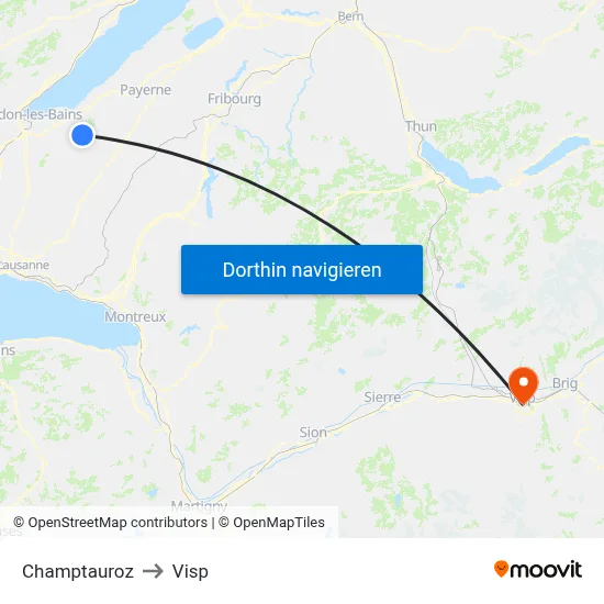 Champtauroz to Visp map