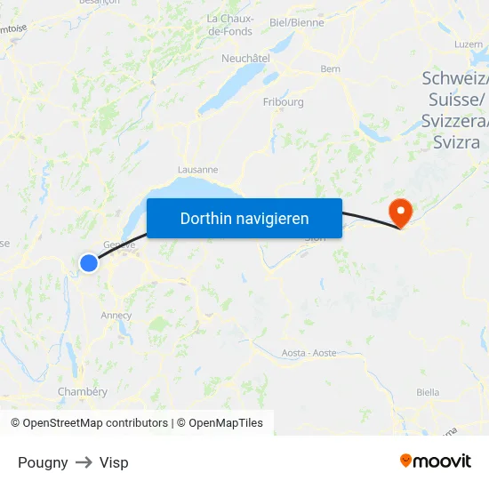 Pougny to Visp map