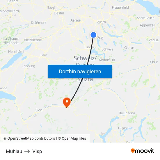 Mühlau to Visp map