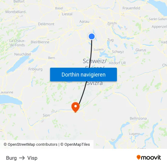 Burg to Visp map