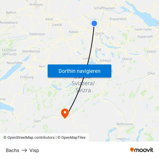 Bachs to Visp map