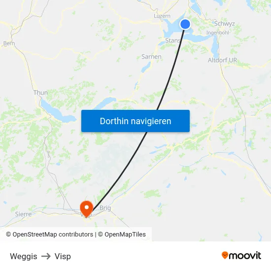 Weggis to Visp map
