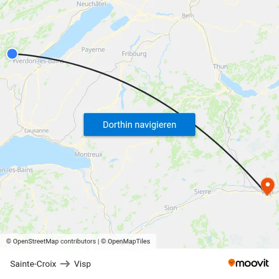 Sainte-Croix to Visp map