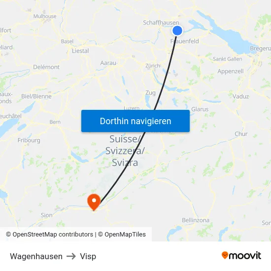 Wagenhausen to Visp map